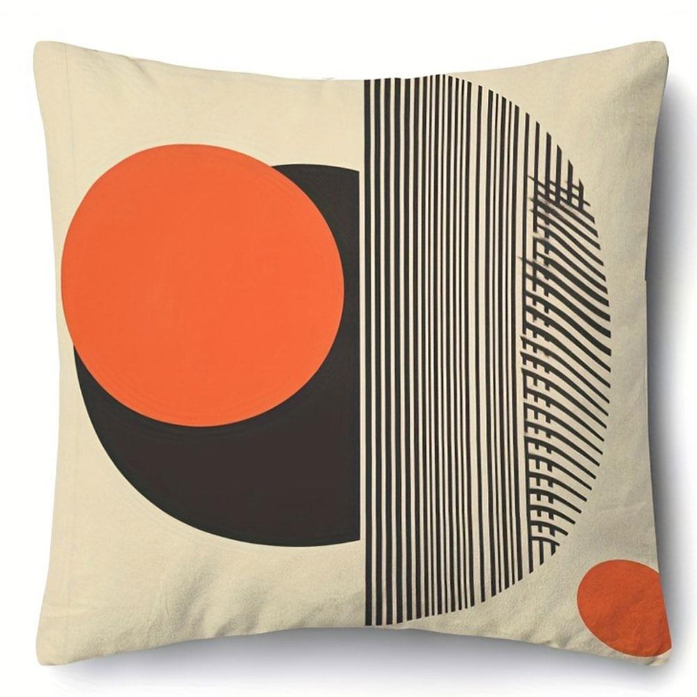 Orange And Black Geometric Modern Art Pillowcasebedroom Living Room Sofa Home Decor Polyester Cushion Cover With Zipper