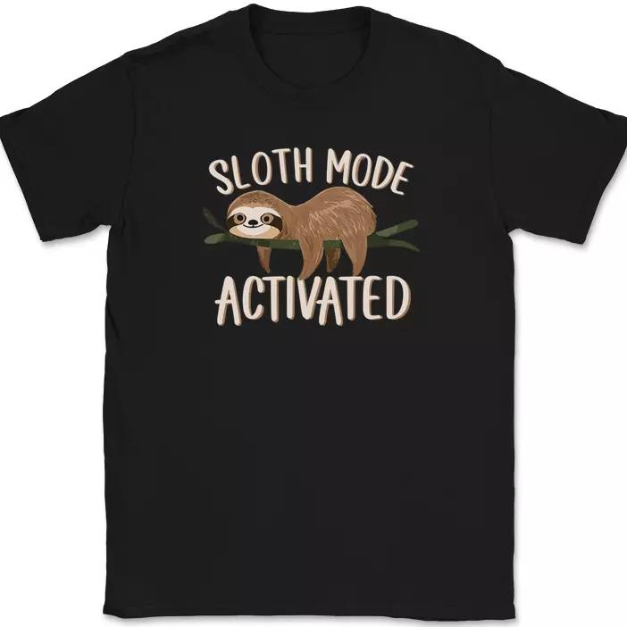 Sloth Mode Activated T-Shirt Funny Cute Lazy Sleepy Humor Animal Tee