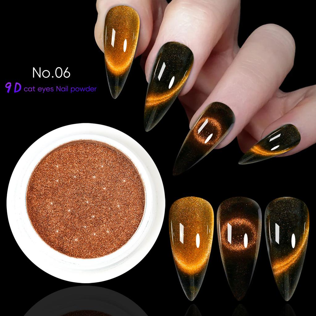 Xiaomi 9D Meteorite Cat Eye Powder Strong Magnetic Nail Glitter Pigment Manicure Holographic Laser Chrome Dust Can Use With Polish Gel