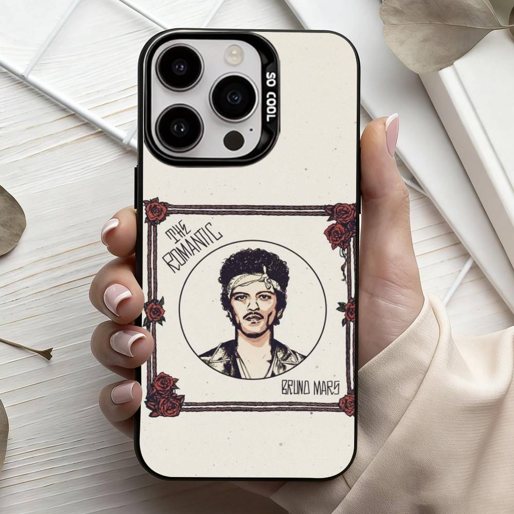 Coque de téléphone talentueuse B-Bruno M-Mars pour iPhone17,16,15,14,13,12,11 Plus,Pro Max Couverture plaquée Candy Noir Argent