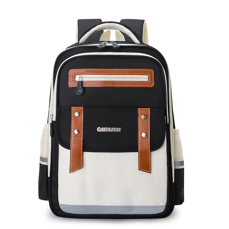 

Новый школьный рюкзак, школьный рюкзак для начальной школы, для мальчиков и девочек, с уменьшением нагрузки и защитой позвоночника, детский рюкзак, рюкзак большой вместимости. чёрный