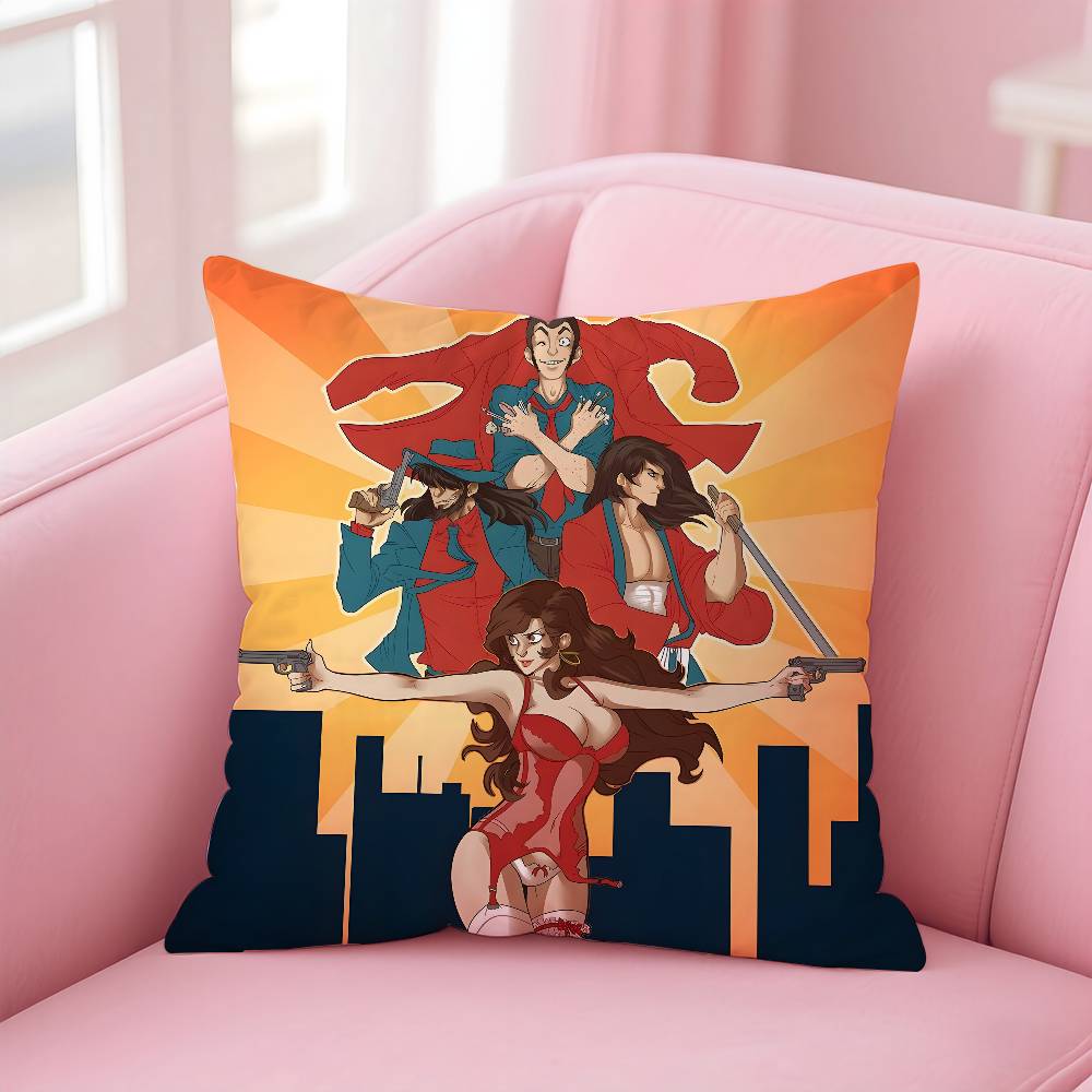 

Lupin the Third anime Pillow Case Printed Pillowcase for Living Room Sofa Cushion Cover & Bedroom Decor 12x12Inch