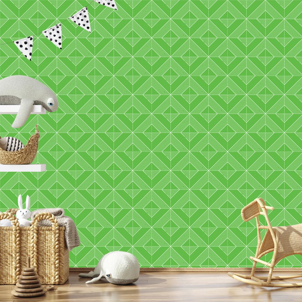 Wallpaper Geometric rhombuses green, center green 50x1000