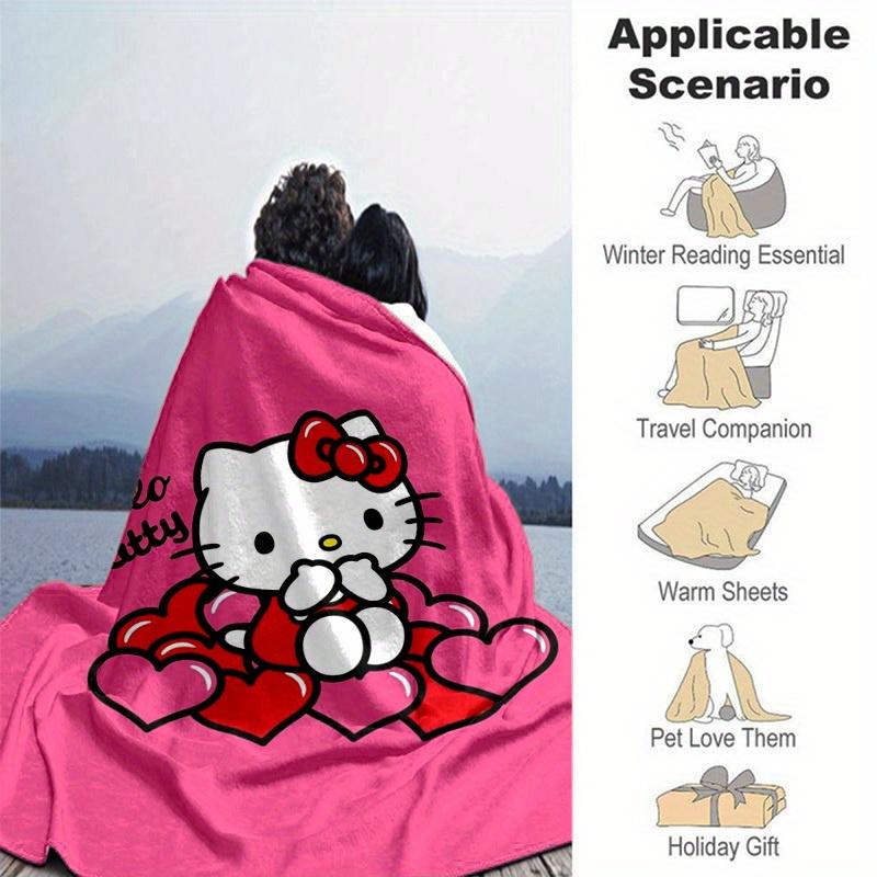 1pc. Hello Kitty Heart Print Blanket - Perfect for Home, Office, Outdoor Use, Gift Idea, Suitable for All Seasonsz041721
