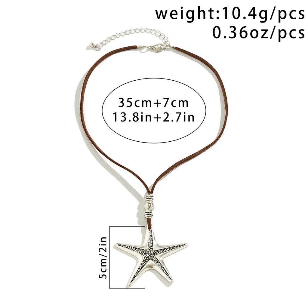 Starfish pendant fleece rope necklace women's spring and summer retro fashion personality hip-hop style photo accessories necklace