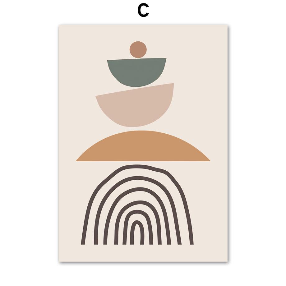 Boho Abstract Lines Girl Leaf Geometry Wall Art Canvas Painting Nordic Minimalist Posters Prints Pictures For Living Room Decor