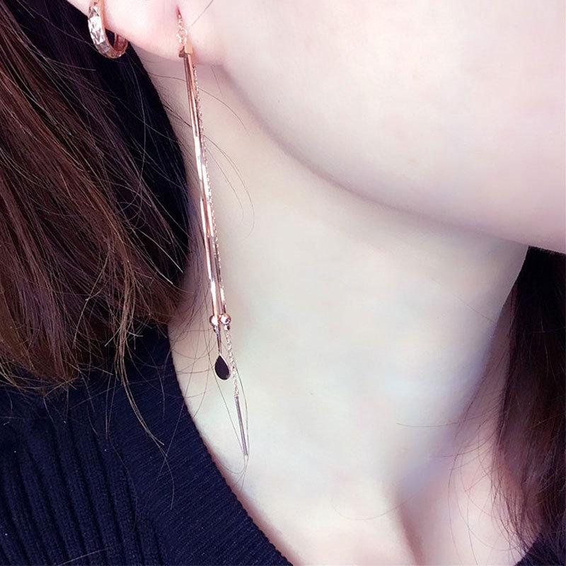 Color Gold Purple Gold Snake Bone Ball Tassel Plated Rose Gold Earrings Exquisite Long Earrings