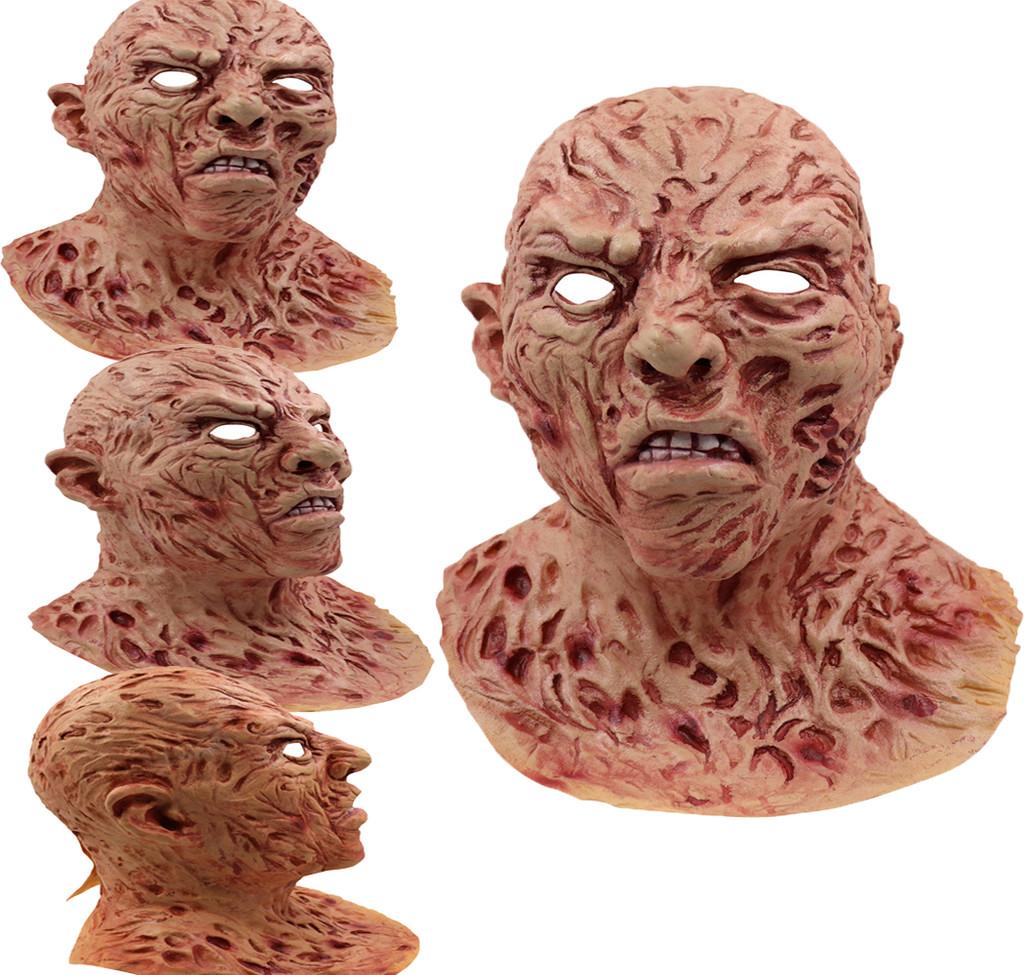 Gruselige Freddy Krueger Latexmaske Vollkopfhelm für Halloween-Party Cosplay
