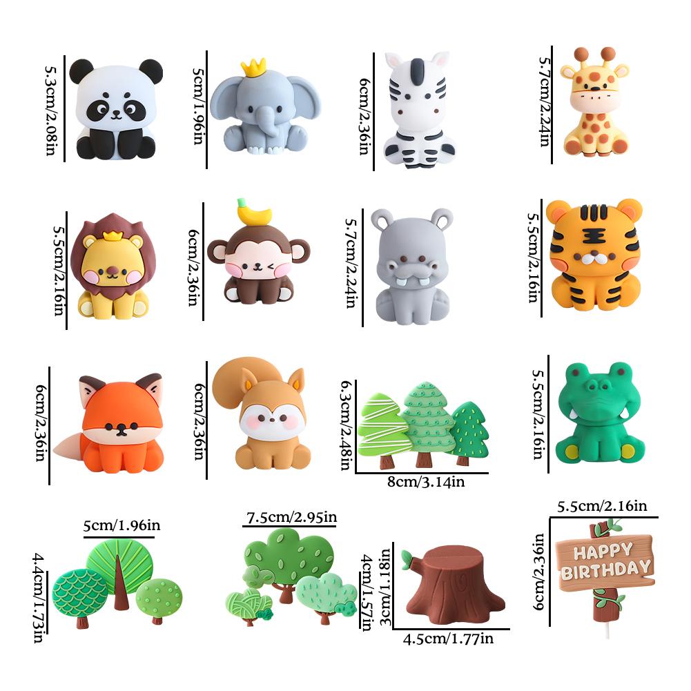 Jungle Safari Animal Cake Decoration Lion Elephant Money Giraffe Mushroom Happy Birthday Cake Topper Boy Birthday Party Supplies