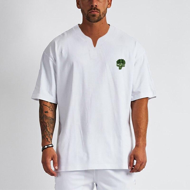 Muscleguys American Strong Man Loose Short-sleeved T-shirt Summer Men's Fitness Sportswear