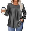Womens Loose 5X Long Sleeve Round Neck Casual Flowy Tunic Blouse Tops