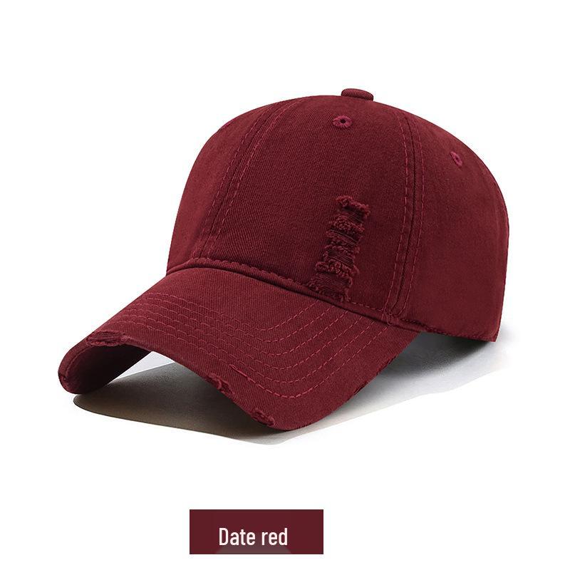 

Мужская ретро кепка-утка из выстиранного хлопка с эффектом потертости - Мягкая, солнцезащитная винтажная папина кепка Adult 58cm темно-красного