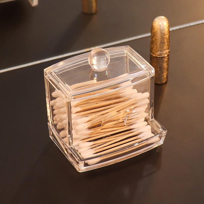 Acrylic Cotton Swabs Storage Holder Box Portable Transparent Makeup Cotton Pad