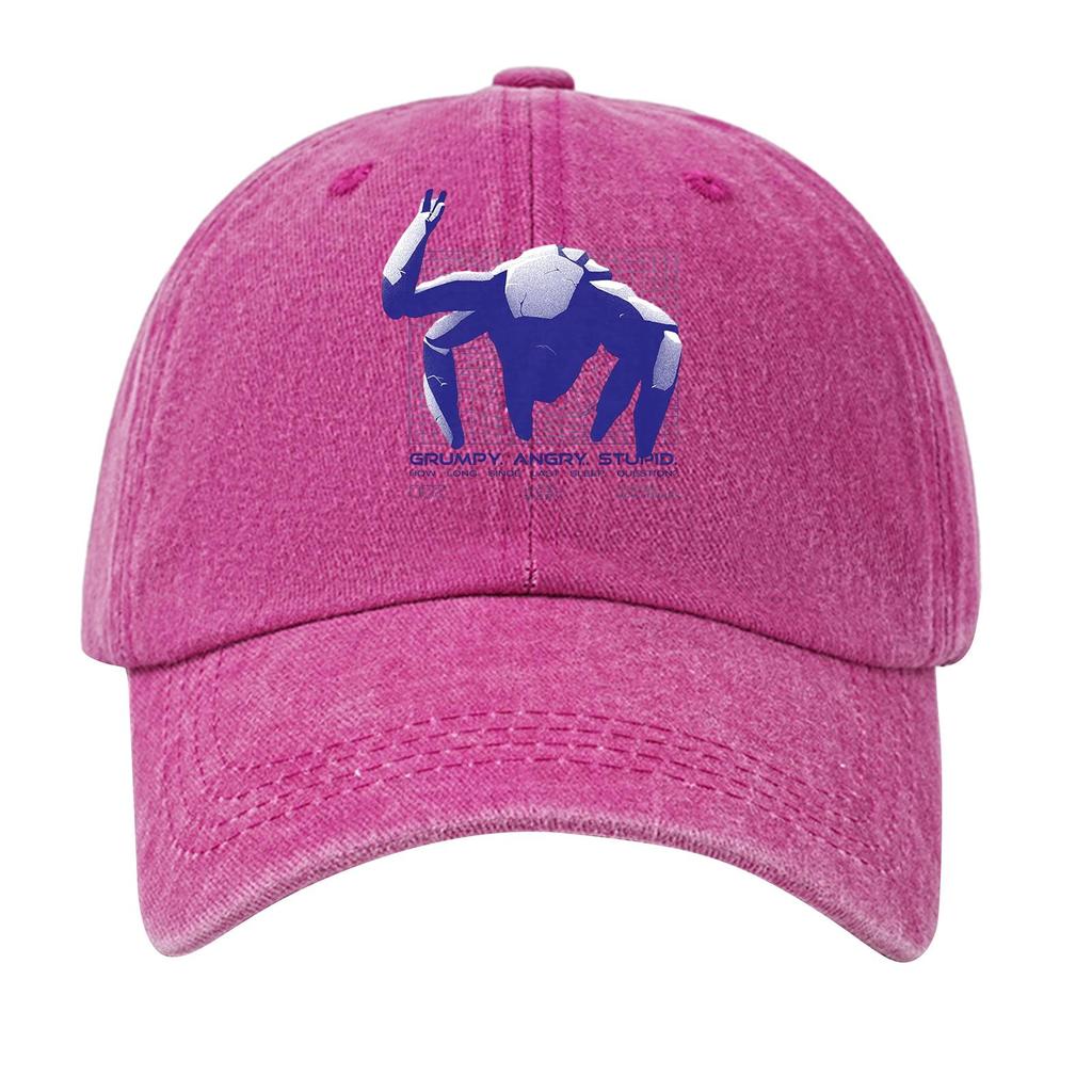 Washed Cotton Baseball Cap With Printed Distressed Soft Top Denim Hat For Men, European And American Retro Hat