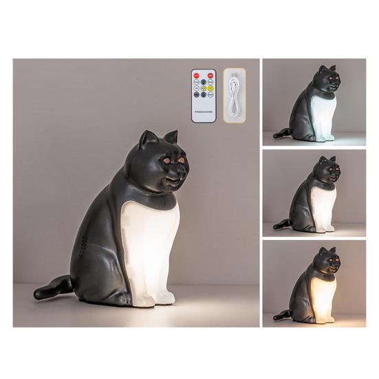 Cat-Shaped Night Light with Aromatherapy Bedside Table Lamp with Sound Function Rechargeable Soft Warm Glow Decorative Figurine Gift for Home Office
