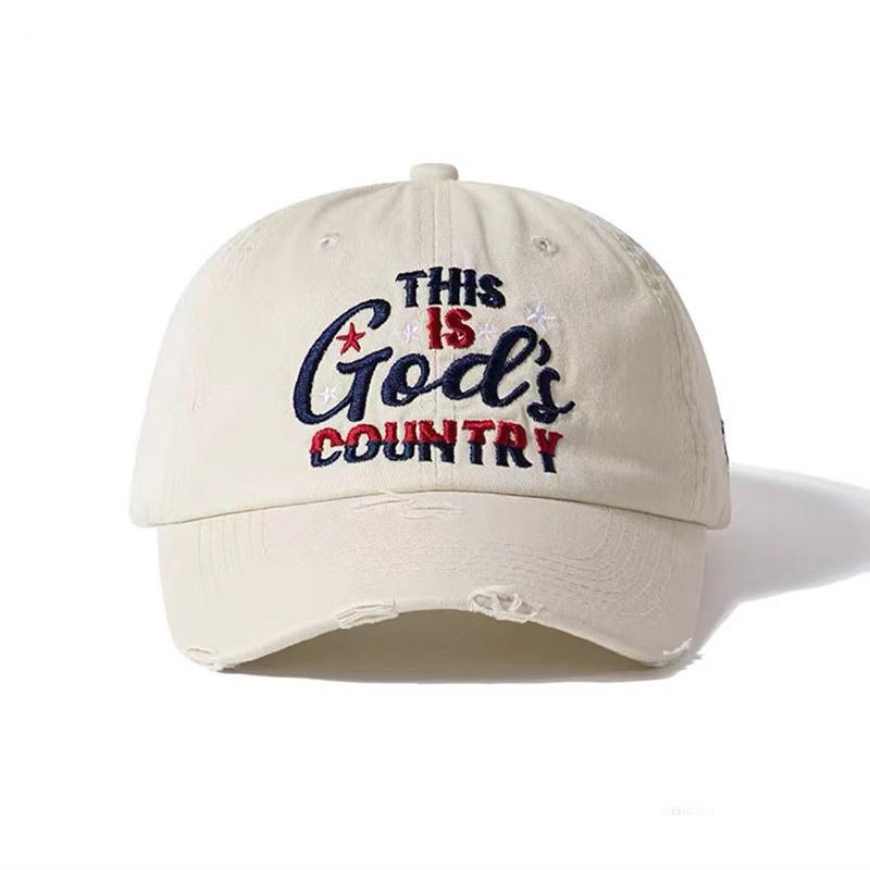 

Letter embroidered baseball cap women s washed old broken edge versatile casual men s cap trendy hat Adjustable