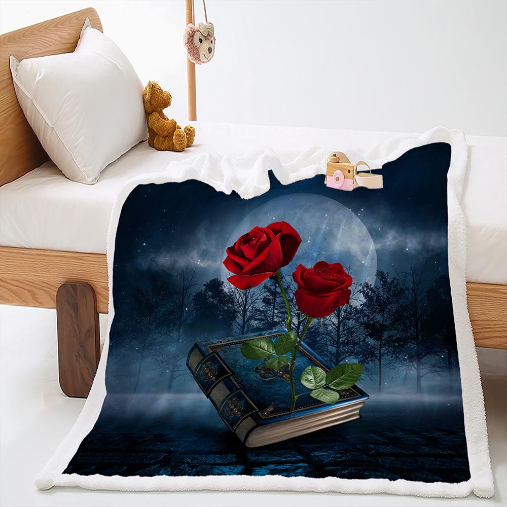 Blanket Rose Plant Blanket Lamb Fleece Crystal Fleece Blanket Blanket Universal