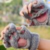 Schöne Plüschhandschuhe mit Katzenkrallen und Pfoten, Plüschfäustlinge, warm, weich, kurze, fingerlose, flauschige Bärenhandschuhe, Kostüm, Halbfingerhandschuhe