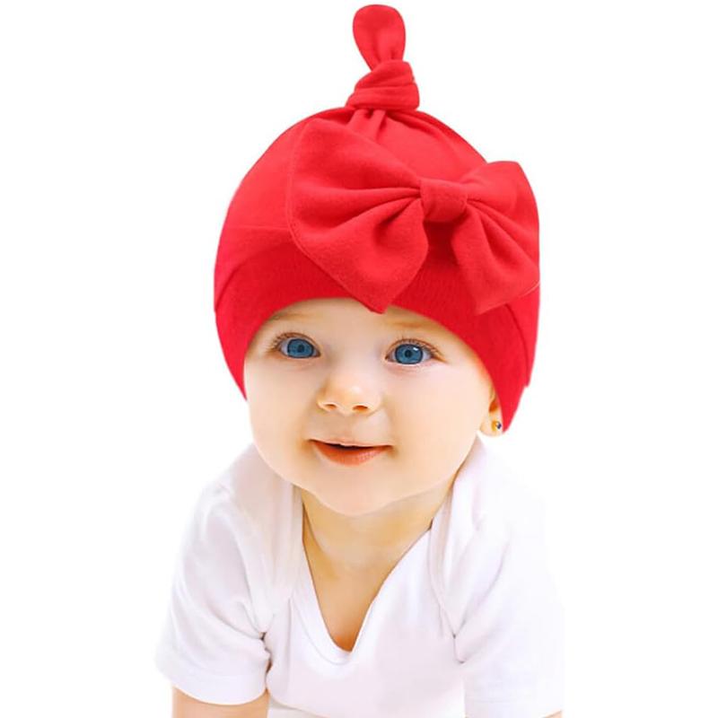 Newborn Baby Cotton Hat with Large Bow Infant Hospital Hat Baby Warm Beanie Bows for Headwear Soft Headwrap Turban Head Wear