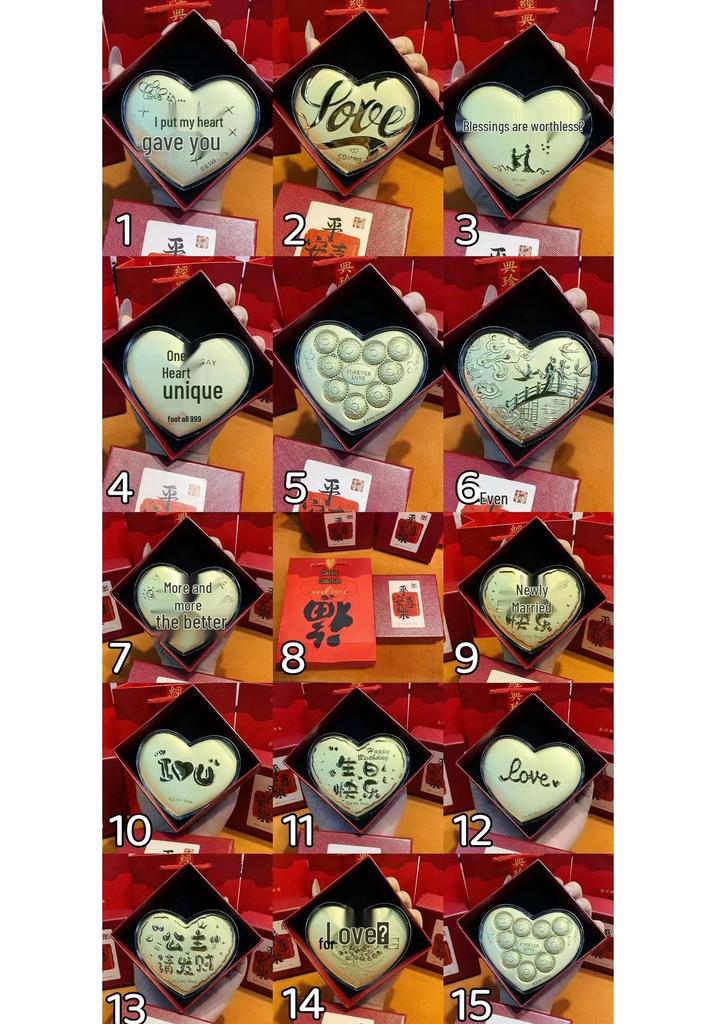 Gold 999 Pure Gold Heart-Shaped Qixi Festival Cake - Valentine's Day Gift "Love 520" for Your Princess.