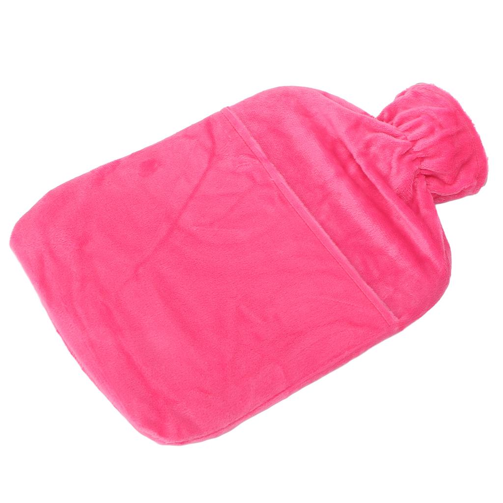 Hot Water Bottle with Plush Cover Men Women 2L PVC Soft Hot Water Bag for Neck Shoulder Soreness Pink