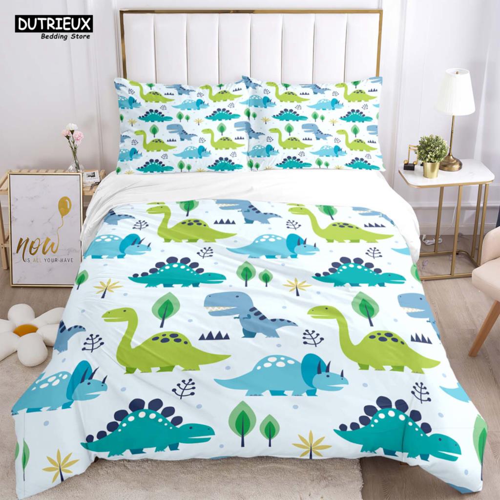 Cute Little Dinosaur Covered With Printed Bedding Cute Style Bedding Set Luxury Customized For Children Queen Bedding Set