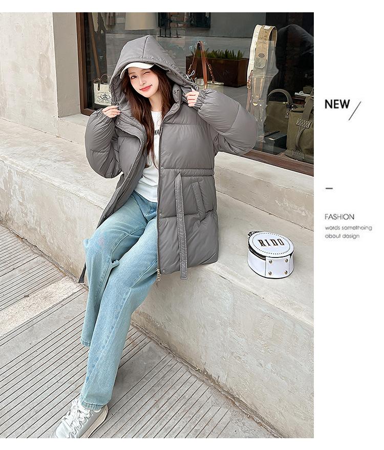 Women’s Short Hooded Windproof Thicken Warm Winter Jacket With Belt