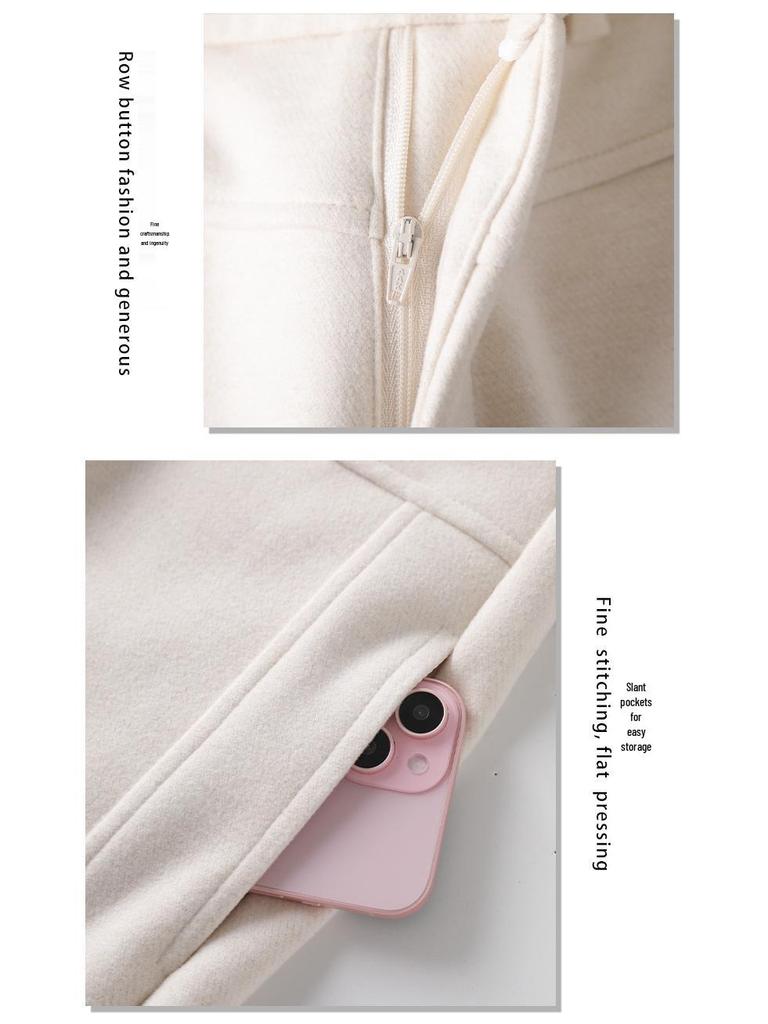 Women's Gray Cashmere Scimitar Wide-Leg Trousers – Fleece-Lined Wool for Autumn/Winter 2025