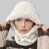 Outdoor Headgear Solid Color Plush Trim Windproof Warm Face Guard Scarf Hat Skiing Hiking Biking Winter