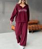 Europe, America, Cross-border, Women's Clothing 2025 New Fashion Casual Suit Printed Long-sleeved Sweater Zipper Trousers Two-piece Set