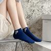 Blue Short Socks, Women's Spring and Summer Thin Letter Striped Short Socks, Casual and Versatile Sports Socks, Boat Socks, Letter Boat Socks