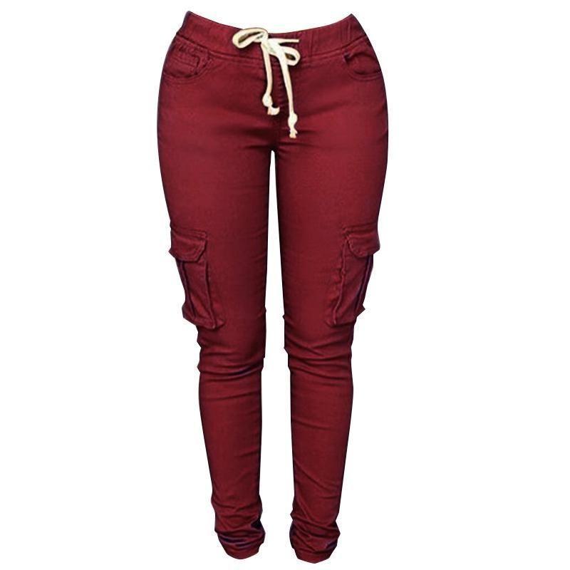 Fashionable Sexy Women High Waist Stretch Slim Casual Pants With Elegant Pockets