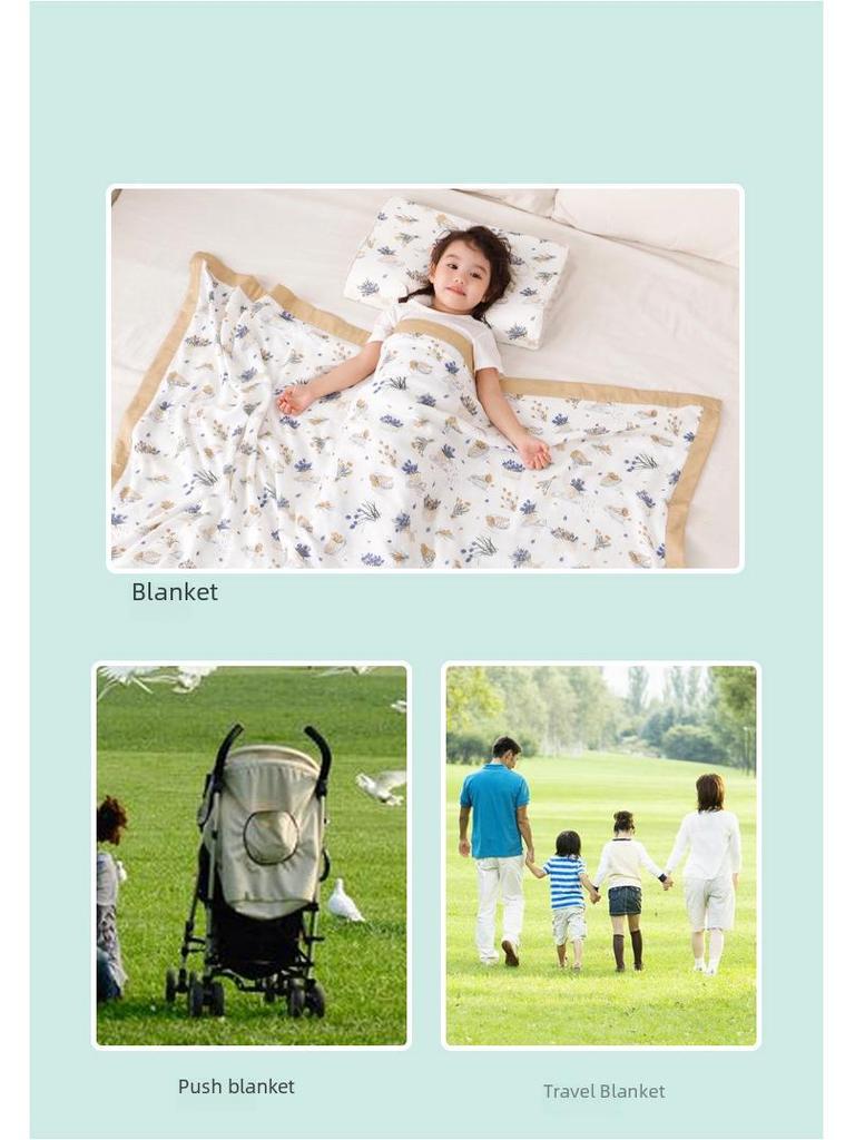 Digital Print Bamboo Cotton Baby Blanket - Four-Layer Gauze Anti-Kick Quilt for Newborns