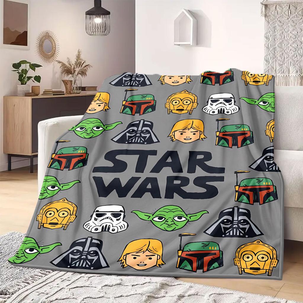StarWars Cartoon Flannel Blanket Print for Sofas Beds Bedrooms Chairs Travel Picnics Home Decor Various Sizes Available