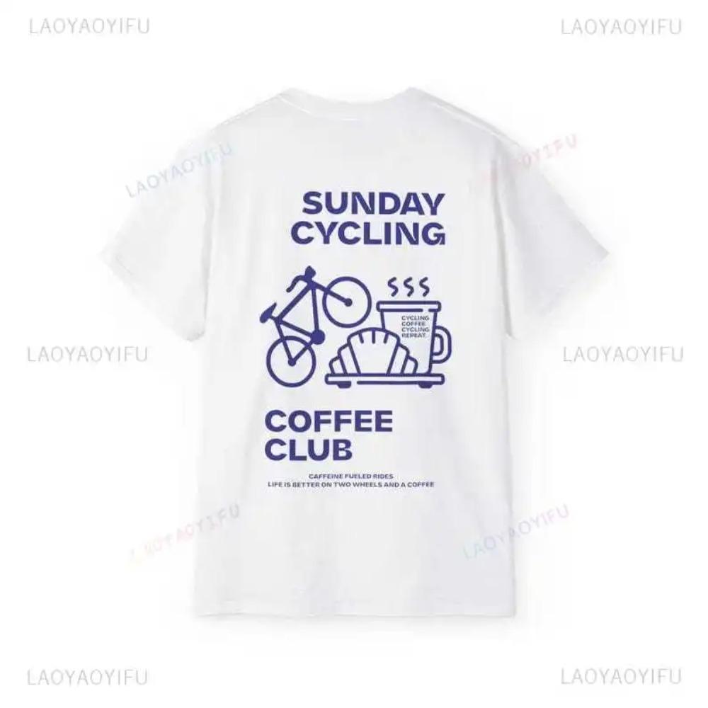 

Sunday Cycling Coffee Club Graphic T Shirts Unisex Woman Man Summer Bicycle High Quality T-shirt Classic Breathable Tops XXXXXL