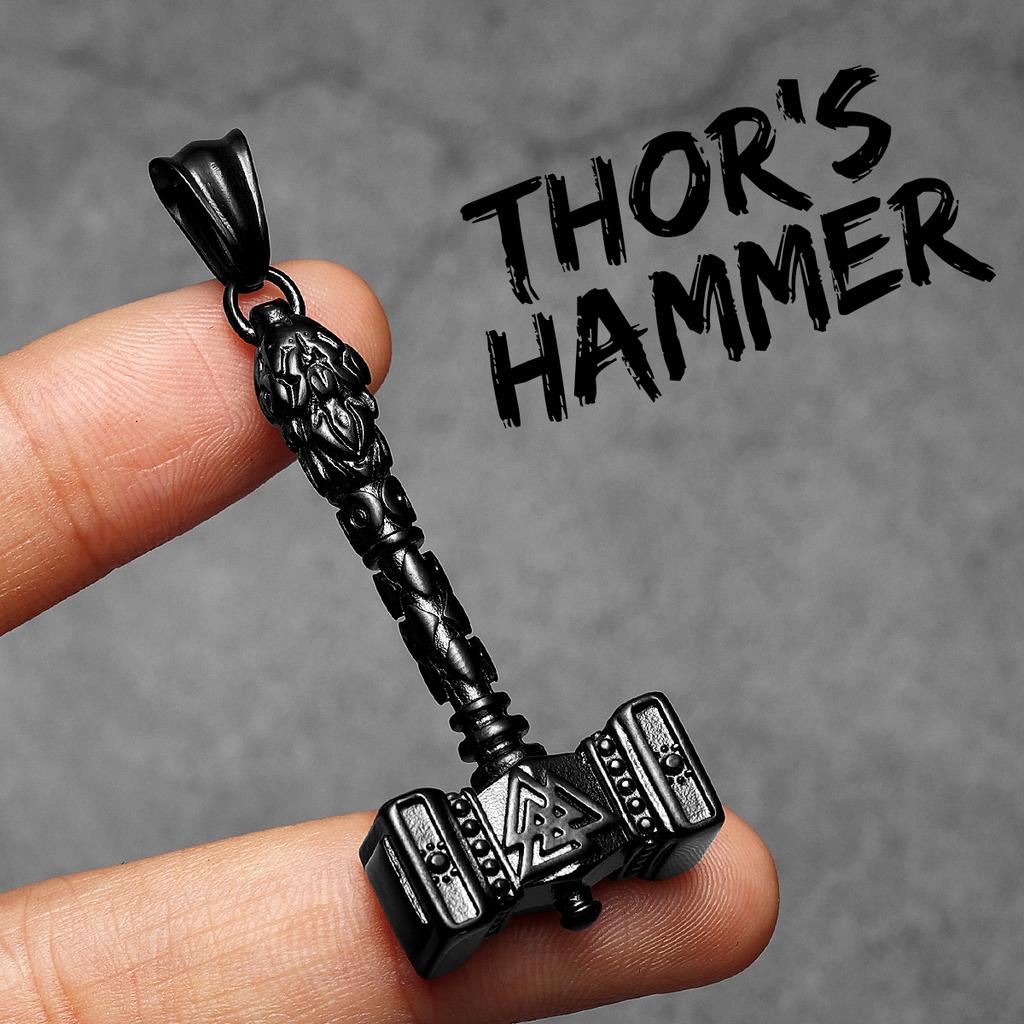 Viking Thor's Hammer Men Necklaces Stainless Steel Pendant Chain Women Punk Fashion Jewelry New In Accessories Gifts Wholesale 3