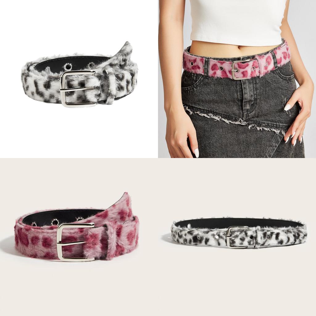 Leopard Print Belt With Gold Alloy Buckle For Womens Fashion And Casual Wear