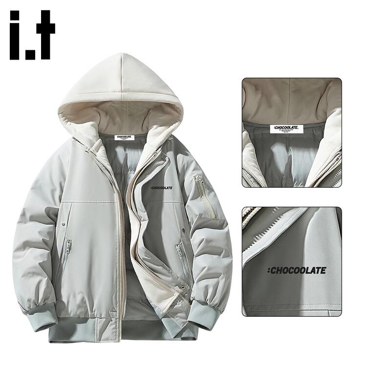 CHOCOOLATE Men's Faux Two-Piece Hooded Padded Jacket