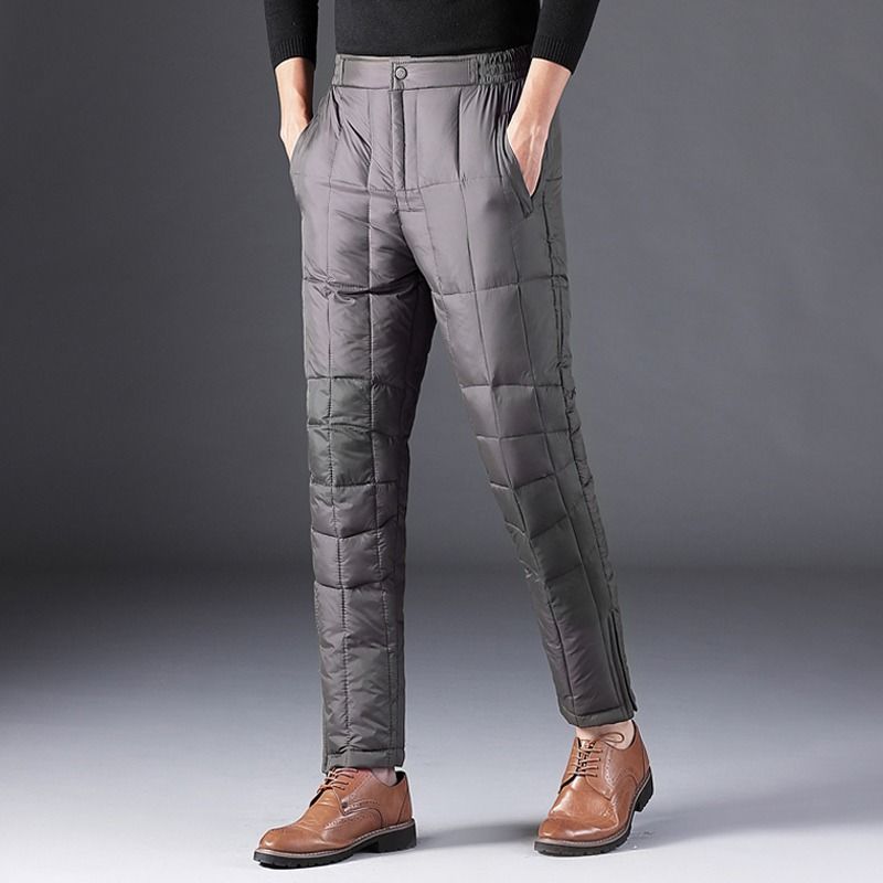 Men's Winter Down Pants Lightweight Waterproof Windproof Warm Trousers Outdoor Hiking Skiing Pants