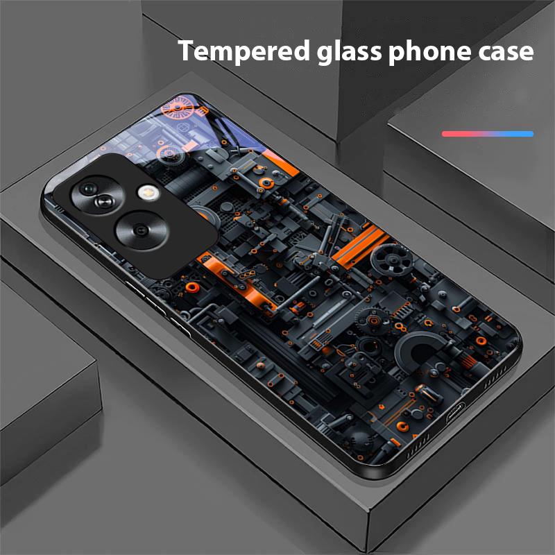 Circuit Diagram Gray For Oppo A79 5G 58 78 74 60 4G Reno 11F Realme GT 6 11 Note 50 10 C55 X2 Tempered Glass Black Phone Case