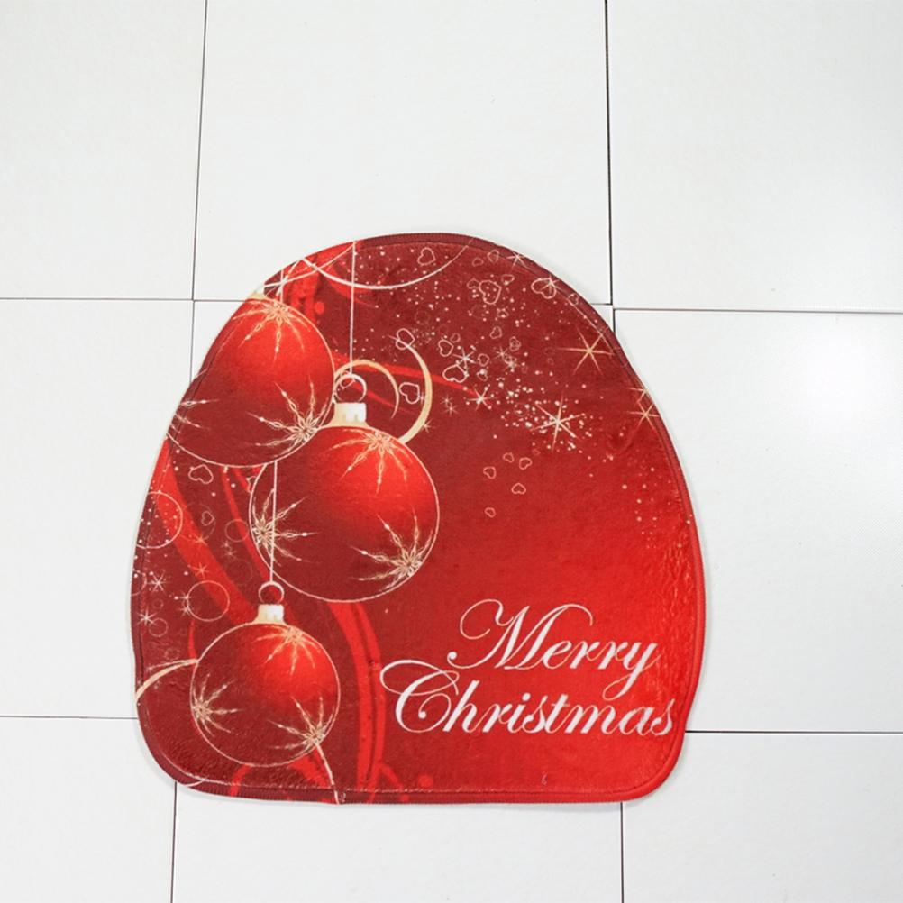 3 In 1 Christmas Ball Pattern Bathroom Mat Set Antiskid Washroom Carpet Mat Toilet Seat Lid Cover (Red)