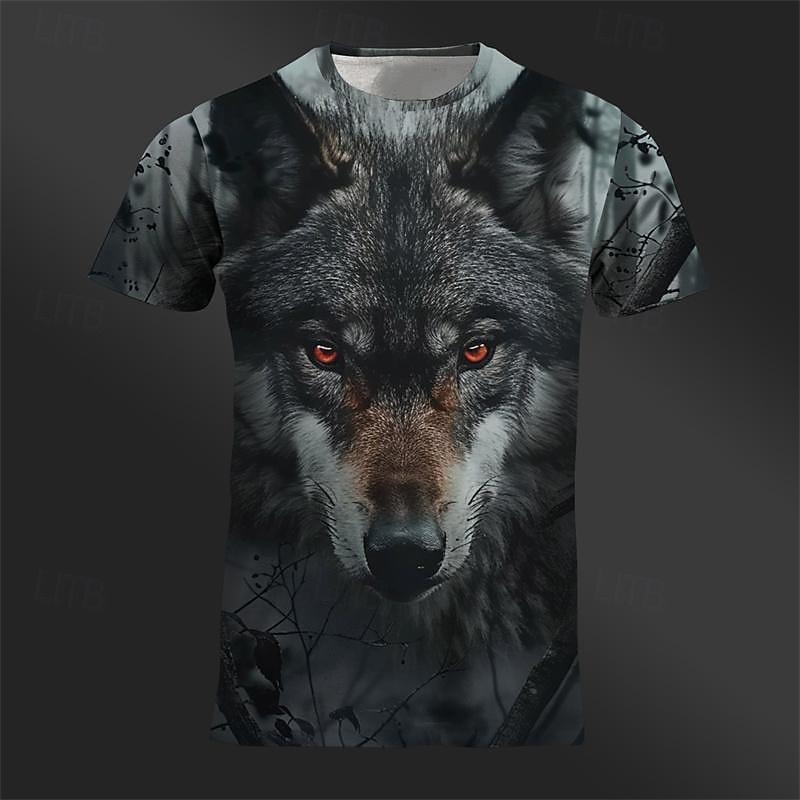 Men's Graphic Animal Wolf T Shirt Tee Top Short Sleeve T Shirt 3D Print Crew Neck Shirt Designer Retro Vintage Casual Sports Outdoor