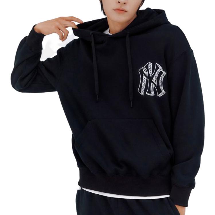 MLB Logo Printed Casual Long Sleeve Hoodie Unisex Hoodies Black 3AHDB0336-50BKS