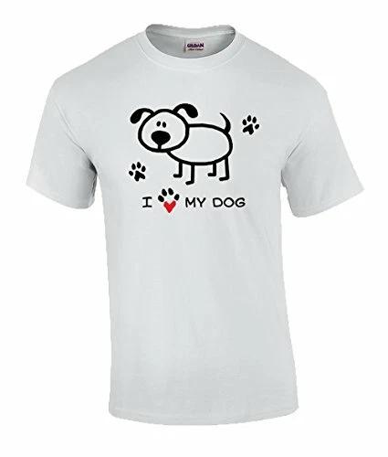 

I Love My Dog Paw Print Heart Graphic Short Sleeve Tee Shirt White S