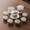 Suet Jade White Porcelain Kung Fu Tea Set Thousand Miles Jiangshan Cover Bowl Ceramic Set Gift Box Home Business Souvenir Gift