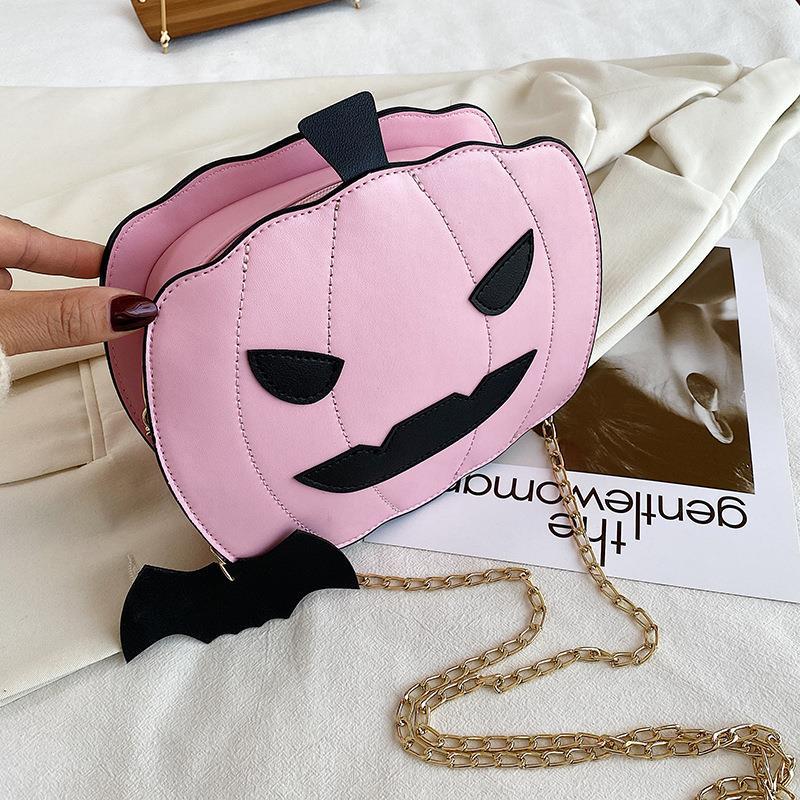 Luggage Special-shaped spoof monster pumpkin small square bag fun Halloween women's bag sequined chain messenger bag
