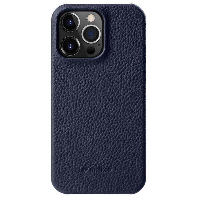 MELKCO For iPhone 13 Pro Max 6.7 inch Large Cutout Phone Case Genuine Cow Leather+PC Cover