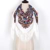 Floral Printed Bohemian Scarf Fringed Shawl Headscarf Russian Babushka Scarves Women National Muslim Head Wrap Square