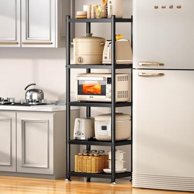 5-Tier Kitchen Storage Shelves, Adjustable Metal Shelves for Storage Pantry Shelves with Rolling Wheels, Storage