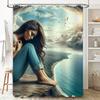 Dreamy Woman On Cliffside Shower Curtain - Waterproof, Mildew-Resistant, Machine Washable For Serene Bathroom Decor